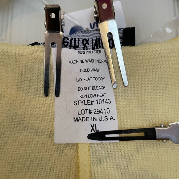 NEW Elizabeth & Nicole Short Sleeve Yellow Lace Tiered Midi Dress XL Made in USA - Picture 7 of 9